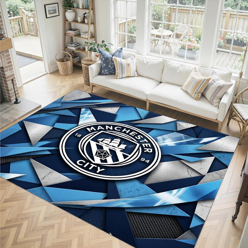 Manchester City Design Crystal Velvet Carpet Cozy Non?Slip Printed Rug For Bedroom Living Room Entrance