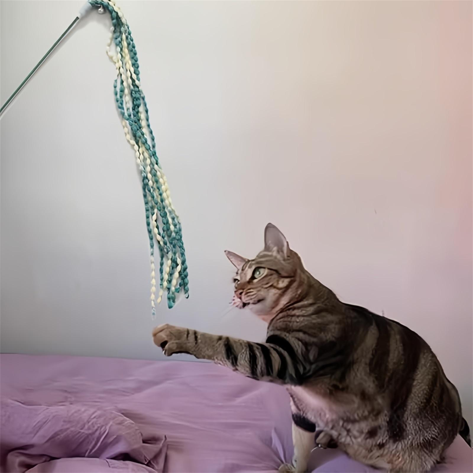 

IUHKBH Wand Toys, 4 PCS Plush Srtip Teaser Toy Interactive Teasing Stick Teaser Wands with Bell for Having Fun Exerciser Playing One Size синий