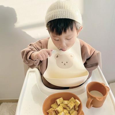 Dottu Dot Silicone Baby Food Bib, Beige, 1 Piece, 1 Piece