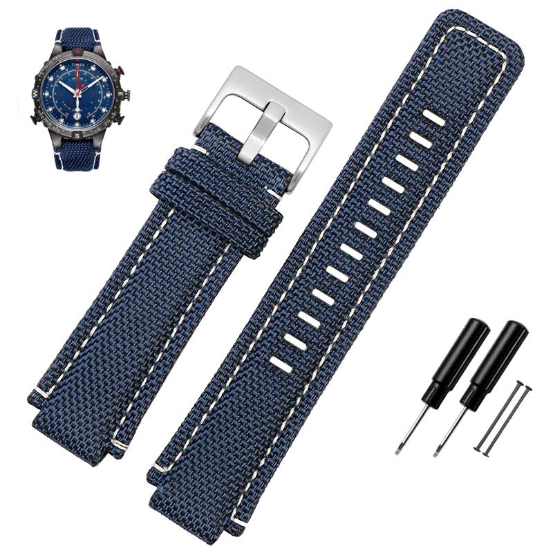 Pro hodinky TIMEX Řemínek TW2T76500 T2N721 T2N720 Sportovní Vysoce kvalitní Nylonové Plátno Řemínek na hodinky Pánské Tide Compass 24×16MM Náramek