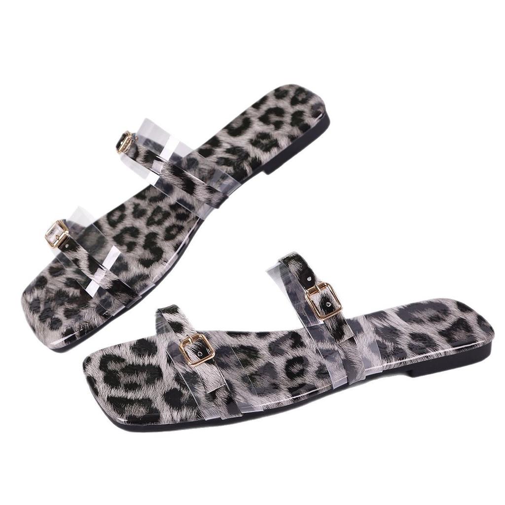 Fashion Leopard Shoes Slippers Soft Luxury Slides Low Rubber Flip Flops Slipers Women Thin Heels Heeled Mules Comfort Designer Flat Hawa