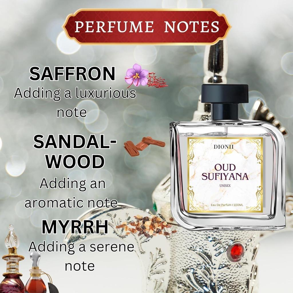 DIONII OUD SUFIYANA Dubai OUD Edit Eau de Parfum for MEN & WOMEN | Long Lasting Premium Perfume | Ideal for Every Moment
