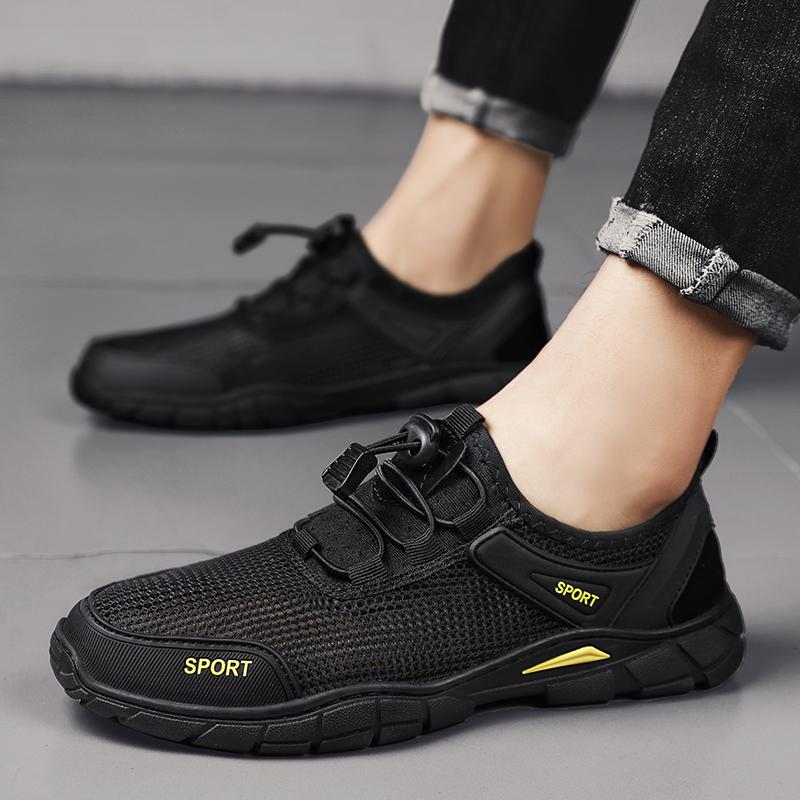 Outdoor Sneakers Male Casual Mesh Sports Lightweight Non-Slip Rubber Sole Hiking Shoes Camp Walking Shoes Men Shose Summer