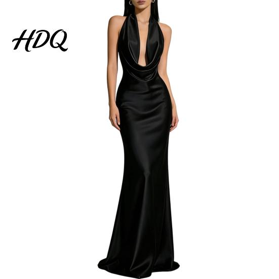 Women Casual Dress Sexy Backless Maxi Dress Deep V Neck Sleeveless Party S