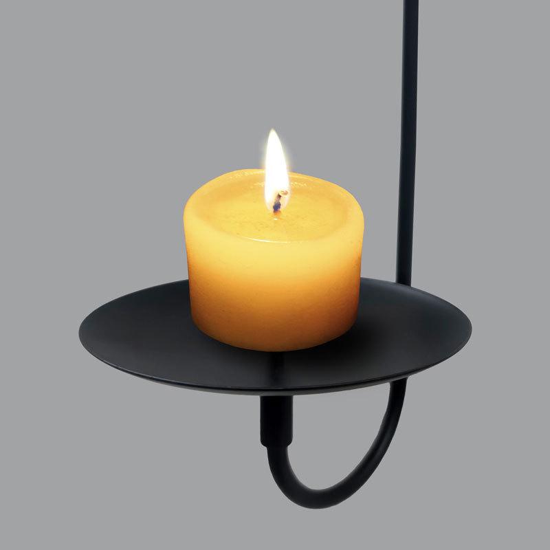 Nowoczesny Minimalistyczny Ścienny Świecznik z Czarnego Metalu w Kształcie Litery L