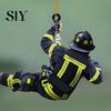 Firefighter Armor Car Rear View Mirror Pendant Fireman Uniform Accessories Christmas Tree Gnome Ornament Decoration Hanging Charm Interior Rearview