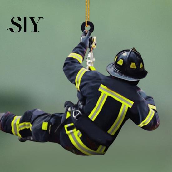 Firefighter Armor Car Rear View Mirror Pendant Fireman Uniform Accessories Christmas Tree Gnome Ornament Decoration Hanging Charm Interior Rearview