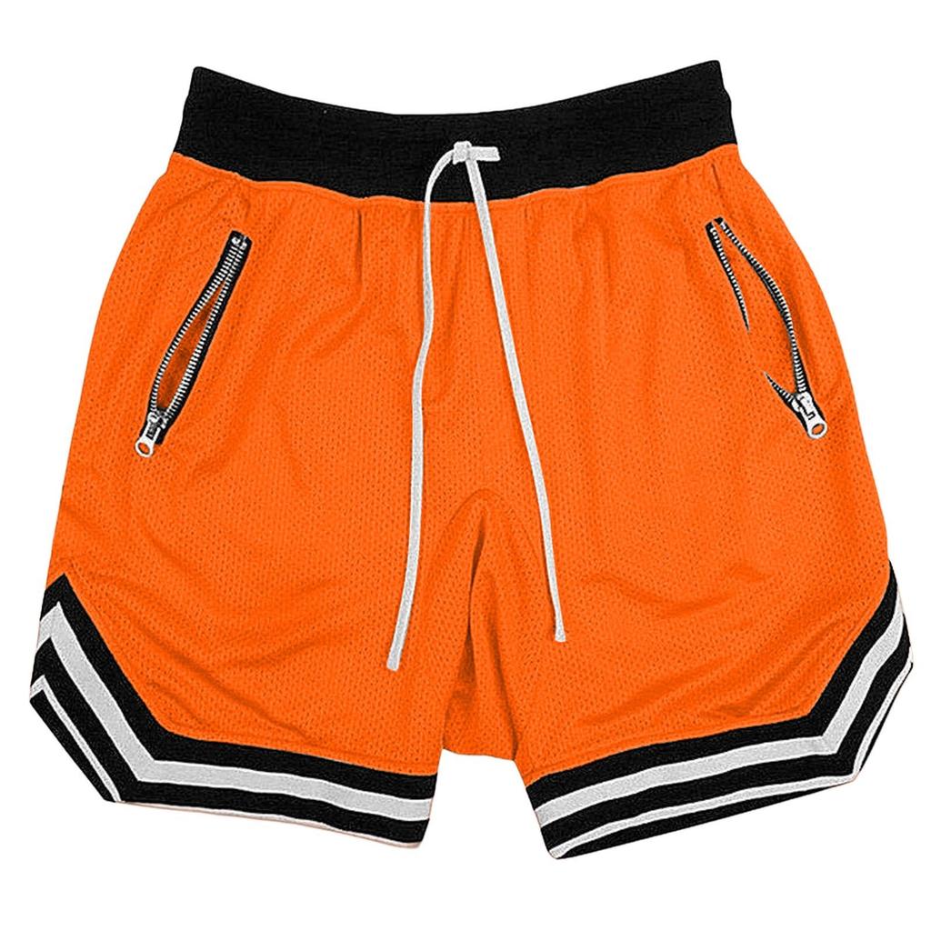 Plus Sizes Trendy Unisex Mesh Basketball Shorts Relaxed Fit Athletic Shorts with Zipper Pockets, Elastic Waist Sporty Shorts for Training & Streetwear
