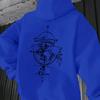 Minimalist Line Drawing Hooded Sweatshirt World Map Compass Letter Back Print Casual Loose Long Sleeve Top