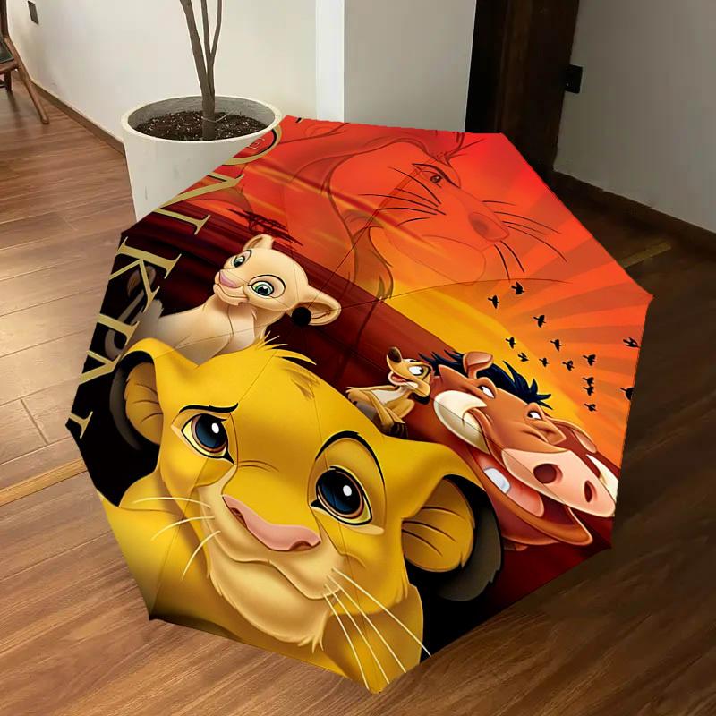 1pz Re Leone Ombrello Pieghevole apertura/chiusura automatica, Telaio Resistente a 8 stecche, Design Pieghevole Compatto, Ideale per Compleanno1107L