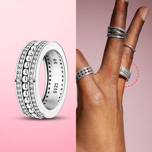 925 Silver Stackable Infinite Heart Daisy Flower Ring for Women Original Silver 925 Rings Brand Jewelry Gift