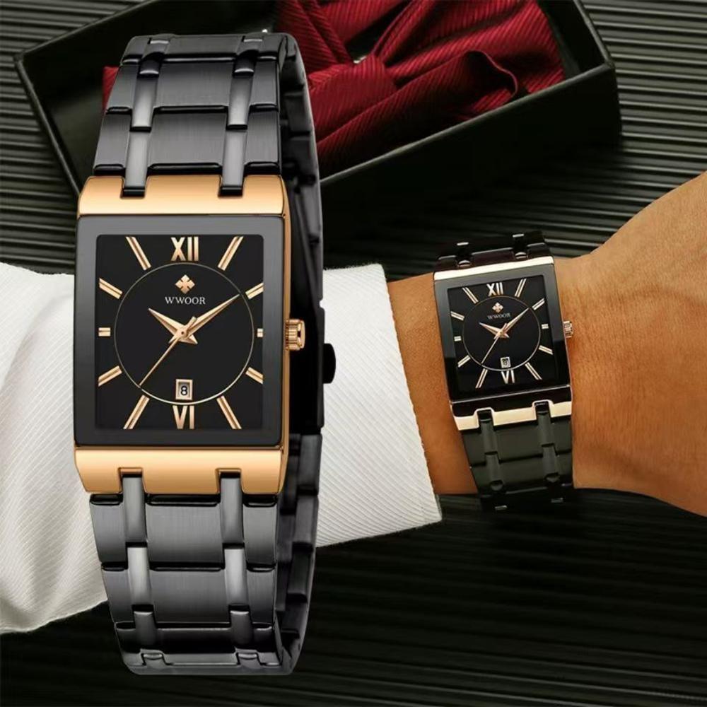 WWOOR Top Brand Luxury Steel Strap Business Quartz Watch Men Casual Waterproof Sports Watch