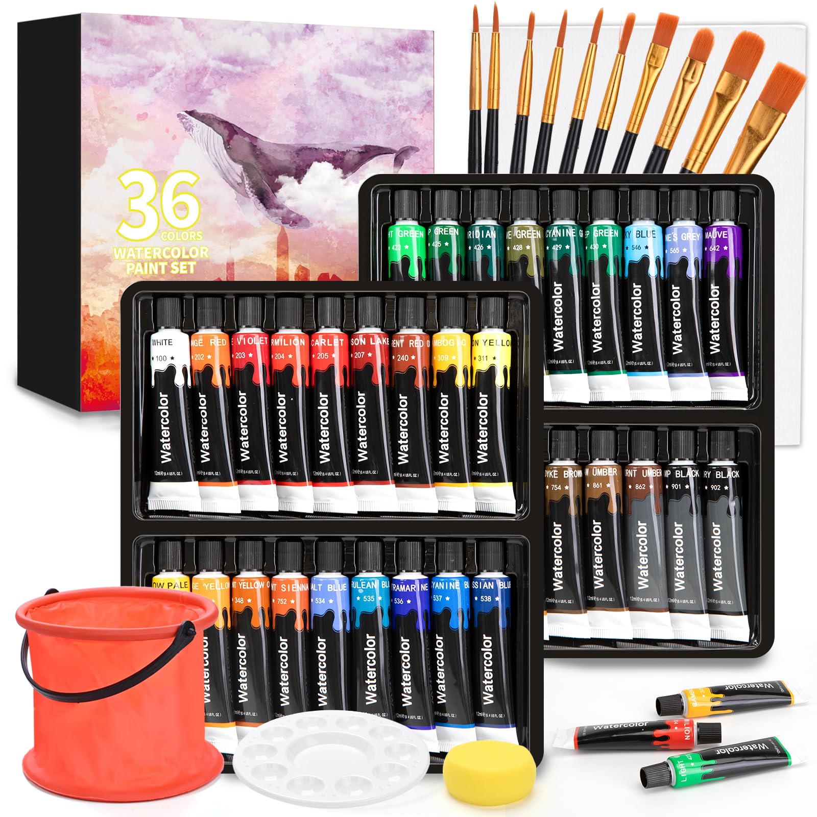 

Прозрачная акварельная краска 36 Включает 10 1 1 Складной 1 и 1 Тюбики для легкой живописи на и Идеально для раскрашивания и Отличный подарок для дошкольников и