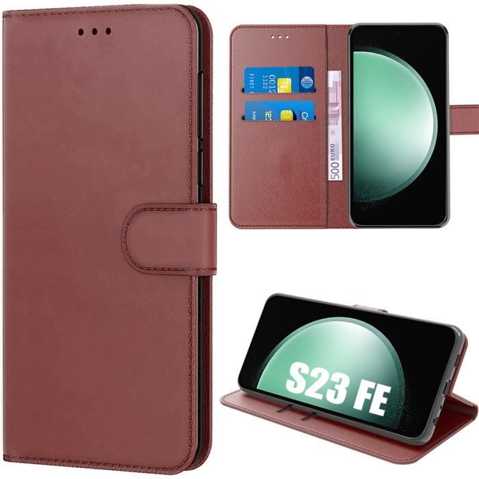 Coque de protection - samsung - galaxy s23 fe - antichoc - effet cuir - poche à cartes