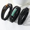 Mehrschichtiges Herrenarmband aus Leder mit Tigerauge-Steinen und Magnetverschluss