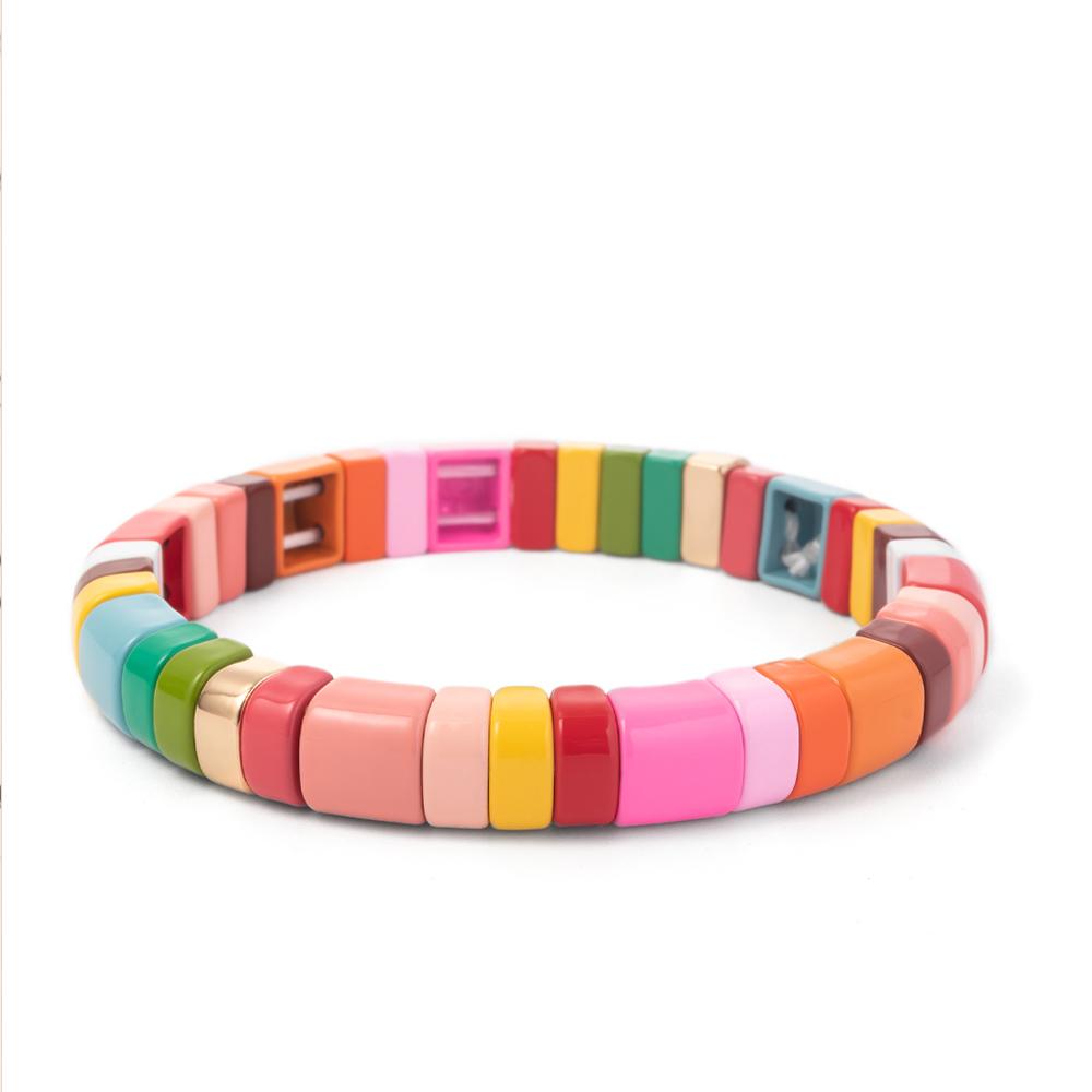 

Новый модный эмалевый браслет Deil Eye для женщин, красочный бисерный бохо прямоугольной формы, ручной аксессуар 18.5cm