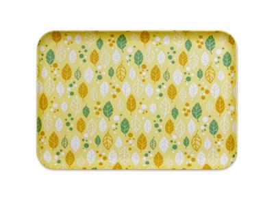 TATSU-CRAFT Yuzen Washi Lunchtablett im nordischen Stil, Serie Vier Jahreszeiten, Mittel, Herbstblatt, Gelb, Spülmaschinenfest, Stilvolles rechteckiges Kunststofftablett,