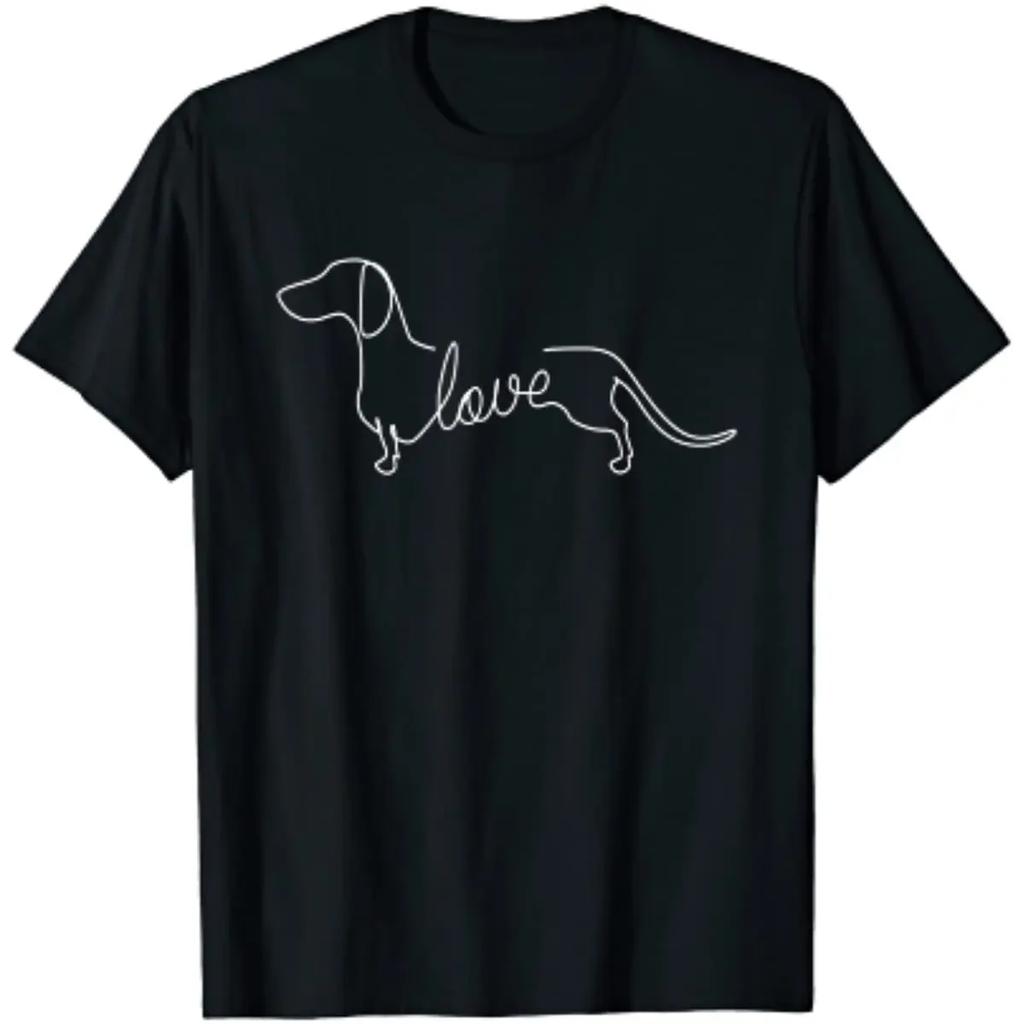 Bassotto Chiweenie Cane Salsiccia Amore Arte Schizzo Regalo Maglietta Uomo Donna Maglietta Grafica Magliette Casual Cotone Quotidiano Quattro Stagioni
