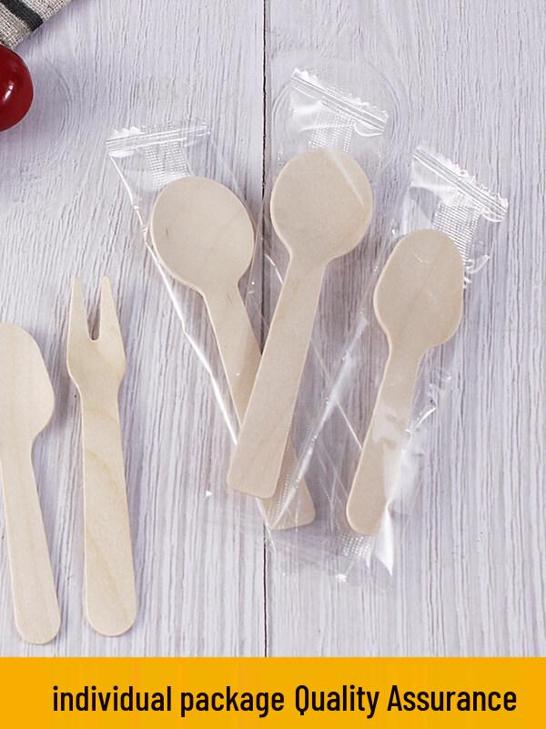 ZISIZ Wood-Look Disposable Paper Spoon