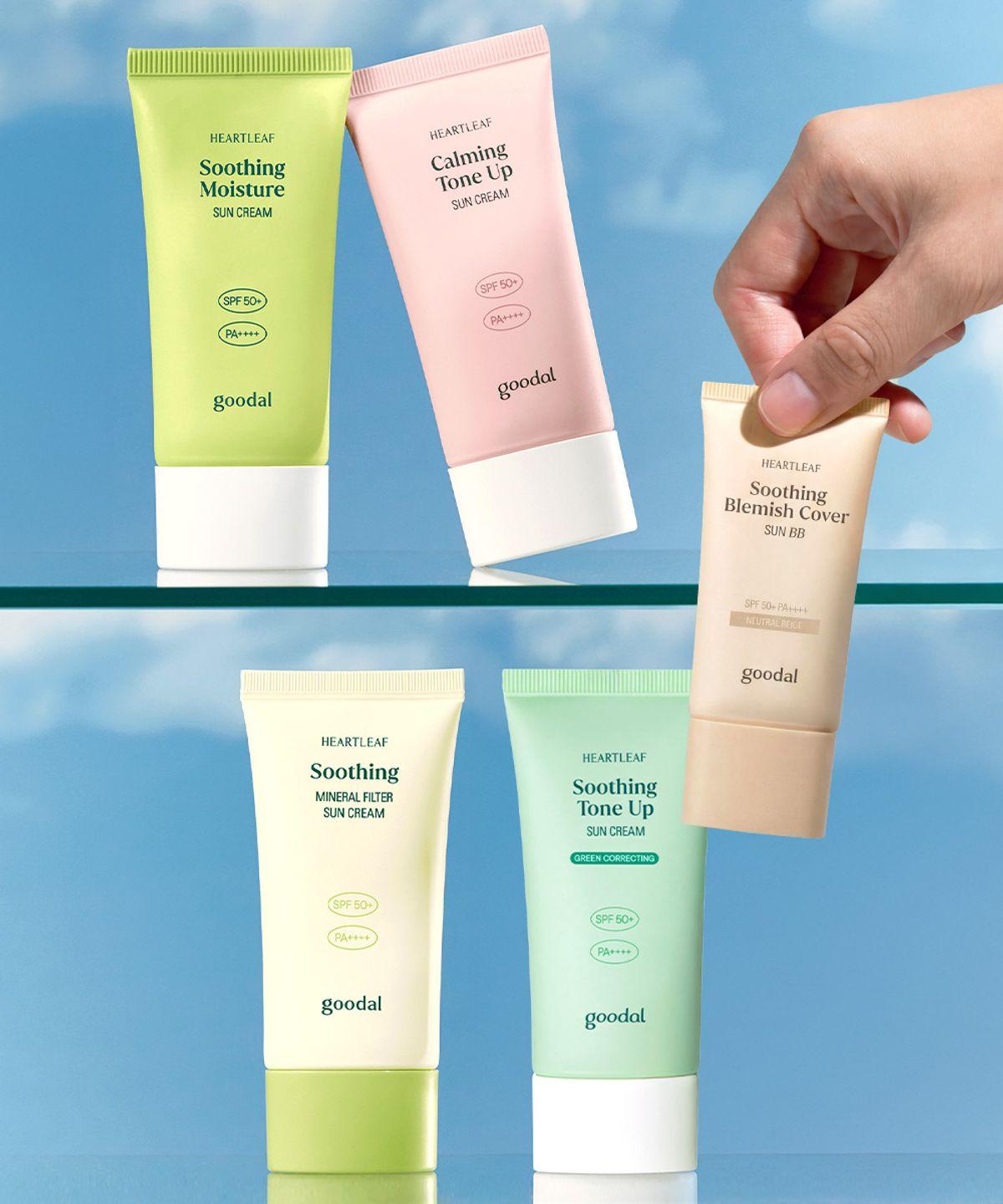 [SET] Houttuynia Cordata Sun Cream (Moisture/Tone-up/Green Tone-up/Mineral) 50ml + Cover Sun BB Cream 25ml Moisture tone-up sunscreen