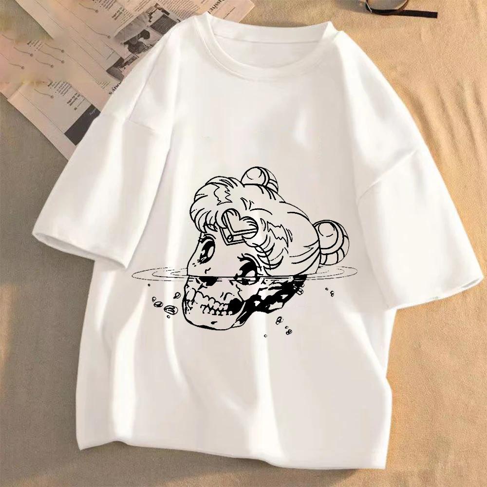 Sailor Moon Women Anime Casual T-shirt Summer Adult Cartoon Cute Tees Round Neck Printed Clothing Short Sleeve Fashion Tops Gift