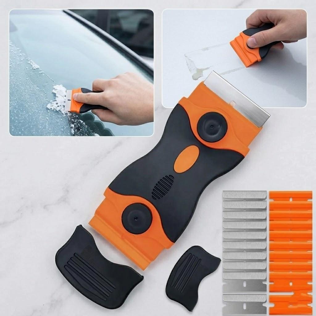 

Car Window Tinting Scraper Tool Double Edge Razor Blade for Label Sticker Decal Removal with Extra Blades оранжевый