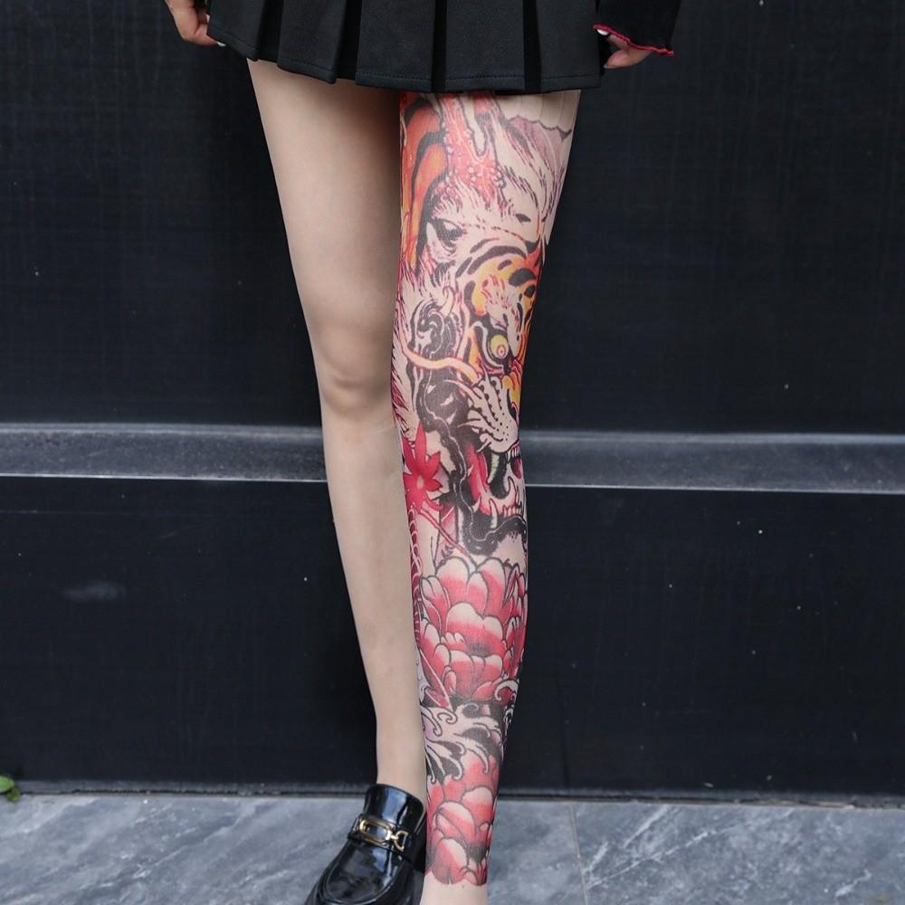 1pc Sexy Single-leg Socks Simulated Tattoo Tattooed Stockings Women's Printed Thigh Socks  Summer