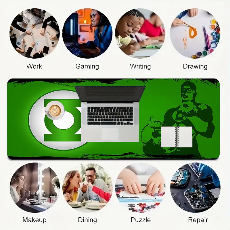 1Pc Green Lantern Power Gaming Mouse Pad Keyboard Desk Mat Non-slip Rubber Lock Edge Waterproof Computer Mousepad for Office Home Decor Y1142