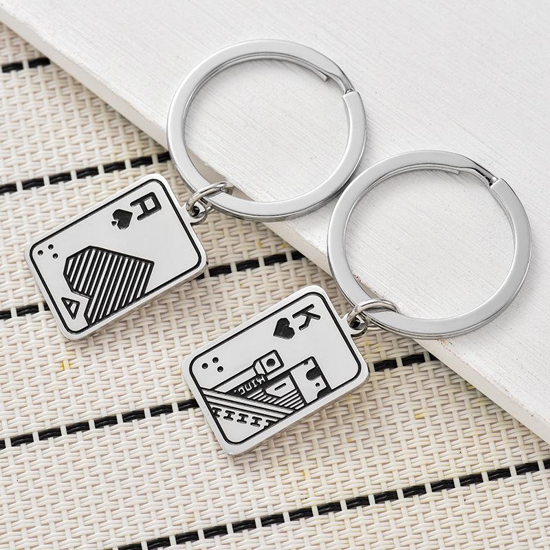 Creative Poker Stainless Steel Keychain Cool Stylish Design Fashion Bag Pendant Practical Personality Gift