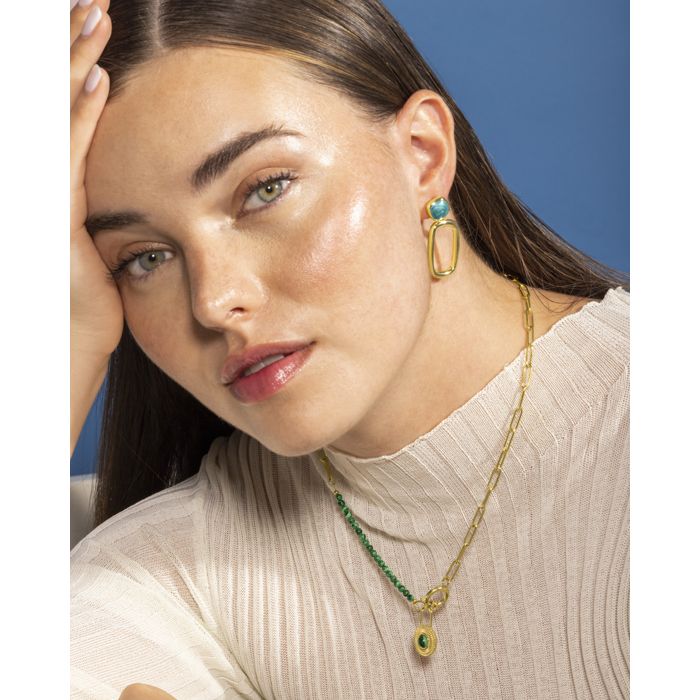 Collier de malachite Luxenter fini en or jaune 18K - Mossir