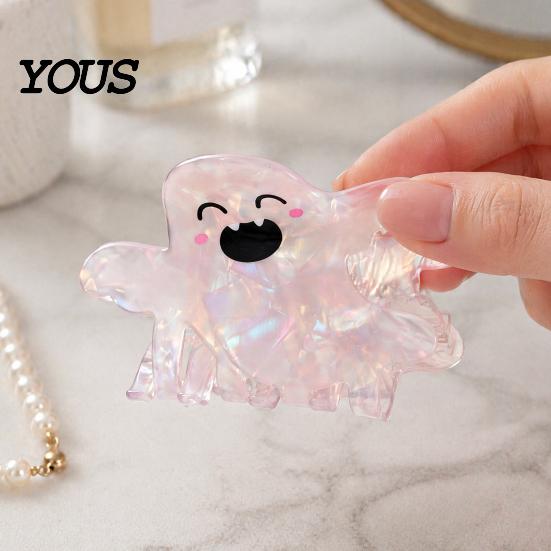 Medium Length Hair Clip Halloween Claw, Cute Ghost Gripper, Firm Grip with Elastic Gripper Shimmer for Long Hair, Comfortable Stylish Accessories