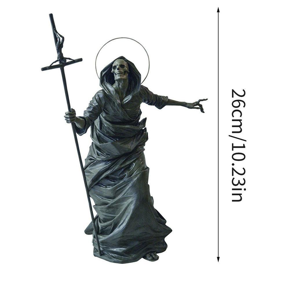 

Creative Skull Statue Resin Figurine With Gothic Greatsword Skeleton Statue Home Office Bar Ornament Crafts Party Decoration