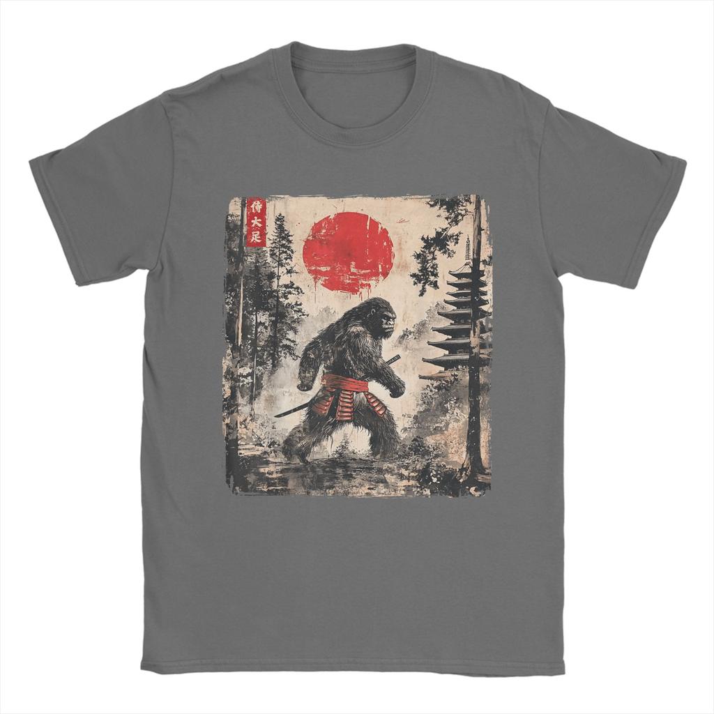 Samurai Bigfoot Japanese Graphic Ukiyoe Funny T-Shirt for Men  Novelty Tee Shirt Crewneck Short Sleeve T Shirt New Arrival Tops