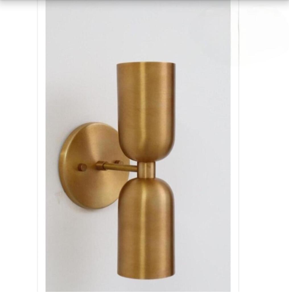 Raw Brass Double Cup Sconce Mid Century Modern Wall Light Front Door Sconce Handmade Brass Light Fixture Minimalist Home Lighting