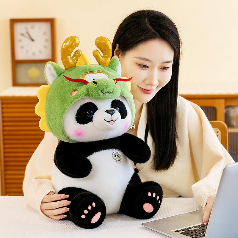 Hat Panda Dragon Plush Toy Animal Stuffed Doll Kids Gift Decoration Bedroom
