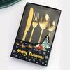 4pcs Stainless Steel Knife and Fork Spoon Set Christmas Elements Laser Handle for Home Picnic DIY Restaurant Gift