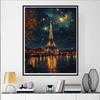 Eiffel Tower Full Diamond Painting Set, 5D Starry Sky Diamond Cross Stitch Craft, DIY Rhinestone Crafts Decoration Home Wall Mural Gift