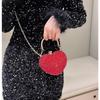 1 Piece Rhinestone Mini Handbags Luxury Diamond Inlay Heart Shape Crystal Clutch Purse Evening Wedding Party Shoulder Bag