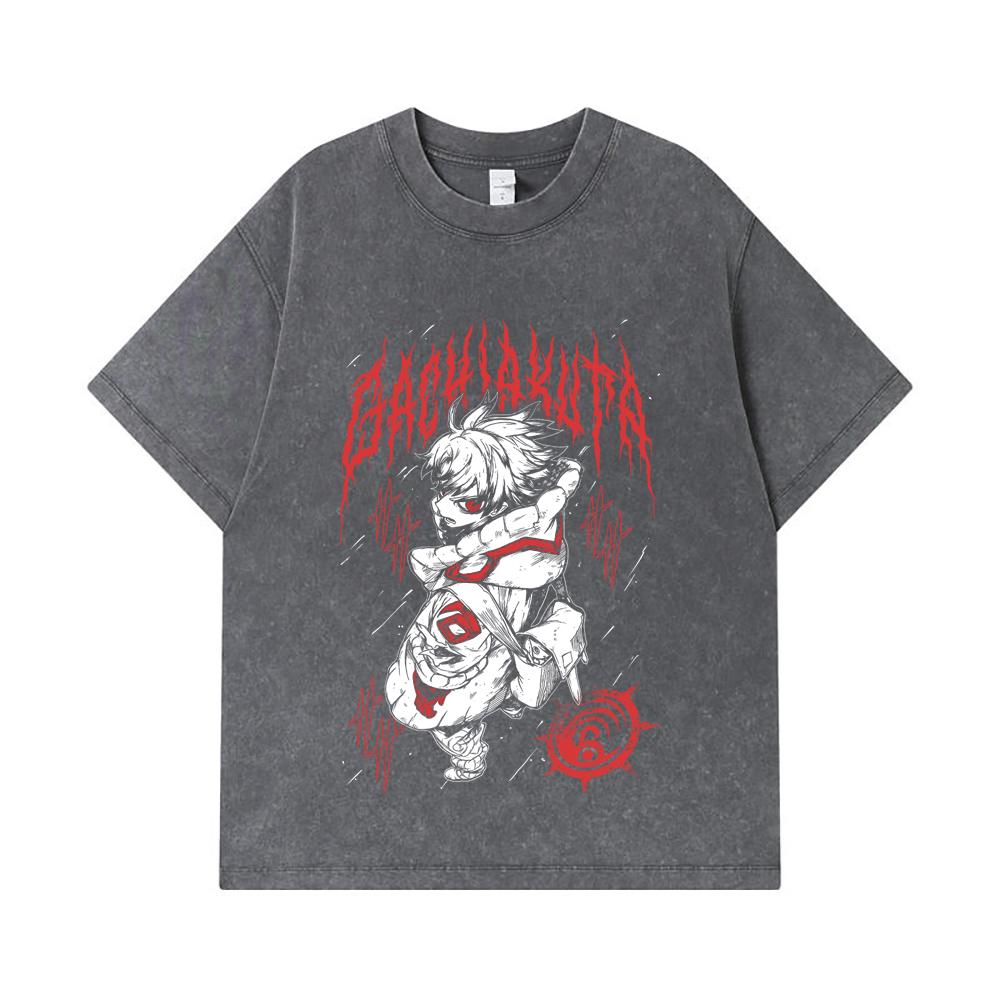 275 GSM Washed T-shirts 100% Cotton Gachiakuta V2 Rudo Print Unisex Heavy Cotton T Shirt