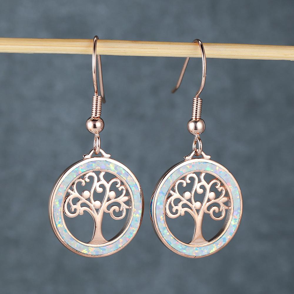 Retro Art Life Tree Blue and White Earrings