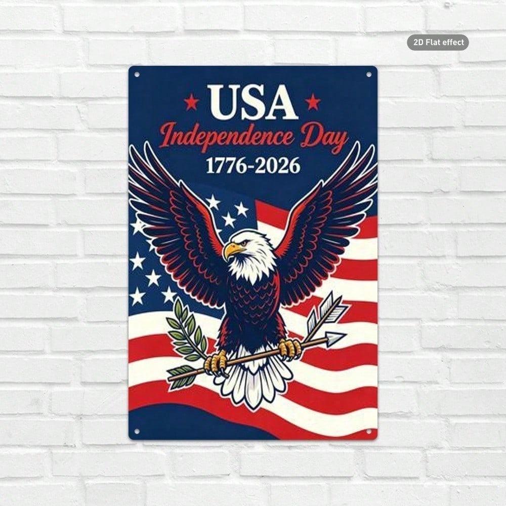 American Independence Day 1776 2026 Vintage Bald Eagle US Flag Tin Sign Retro Wall Art 20x30 Inch Home Bar Decor