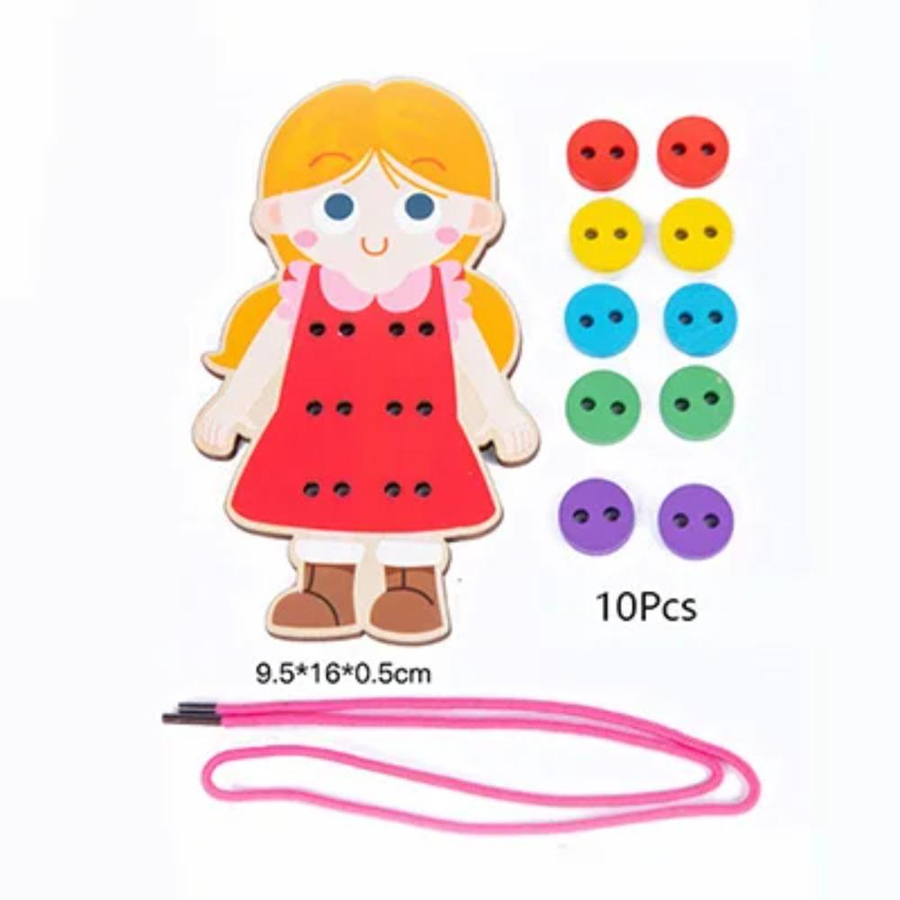 Baby Montessori Toys Learn Basic Life Skills Teaching Aids Clothes Threading Button Sewing Board Game Educational Toys For Kids