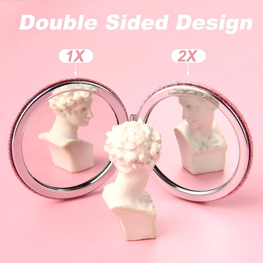 Double Sided Pocket Makeup Mirror Women Facial Beauty Makeup Care Look Glass Portable Beauty Tool Butterfly Pattern Ideal Gift