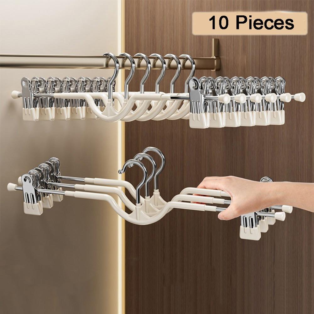 10PCS Non-slip Short Neck Trouser Clip Stainless Steel Adjustable Trouser Hanger  Women's Skirt