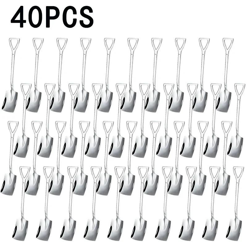 Vintage Shovel Design Stainless Steel Coffee Spoon Creative Ice Cream Cake Watermelon Dessert Multipurpose Kitchen Tool Unique