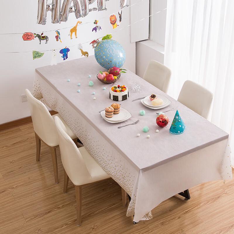 Disposable Silver Dot Party Tablecloth