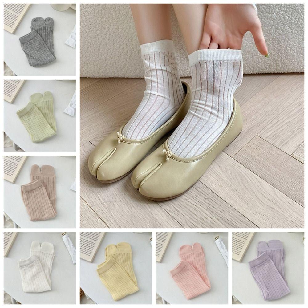2Pairs Lolita JK Two Toed Cotton Socks Anti Slip Short Tube Socks Toe Separator Socks  School