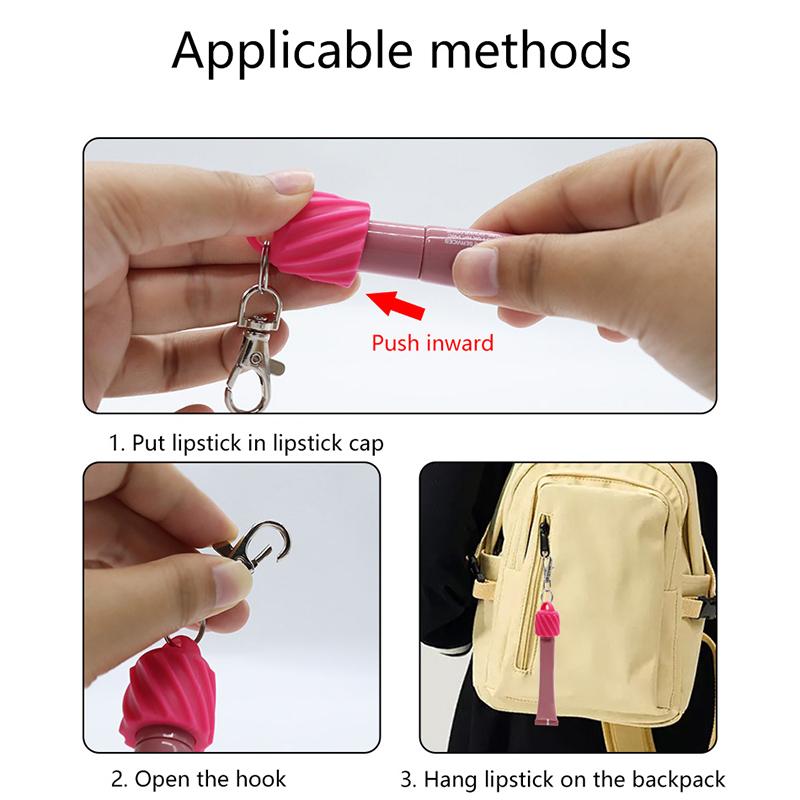 High Quality Practical Silicone Keychain Cap Portable Durable Holder Keychain Compatible For Lip Balm Lipstick Storage Cap