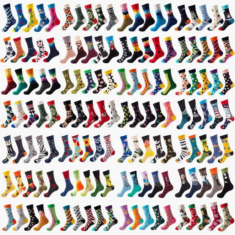 36 Styles Men's Cotton Dress Socks Bulk Pack - 5-Pair Trendy Funny Casual Socks Gift Set for  & Dropshipping