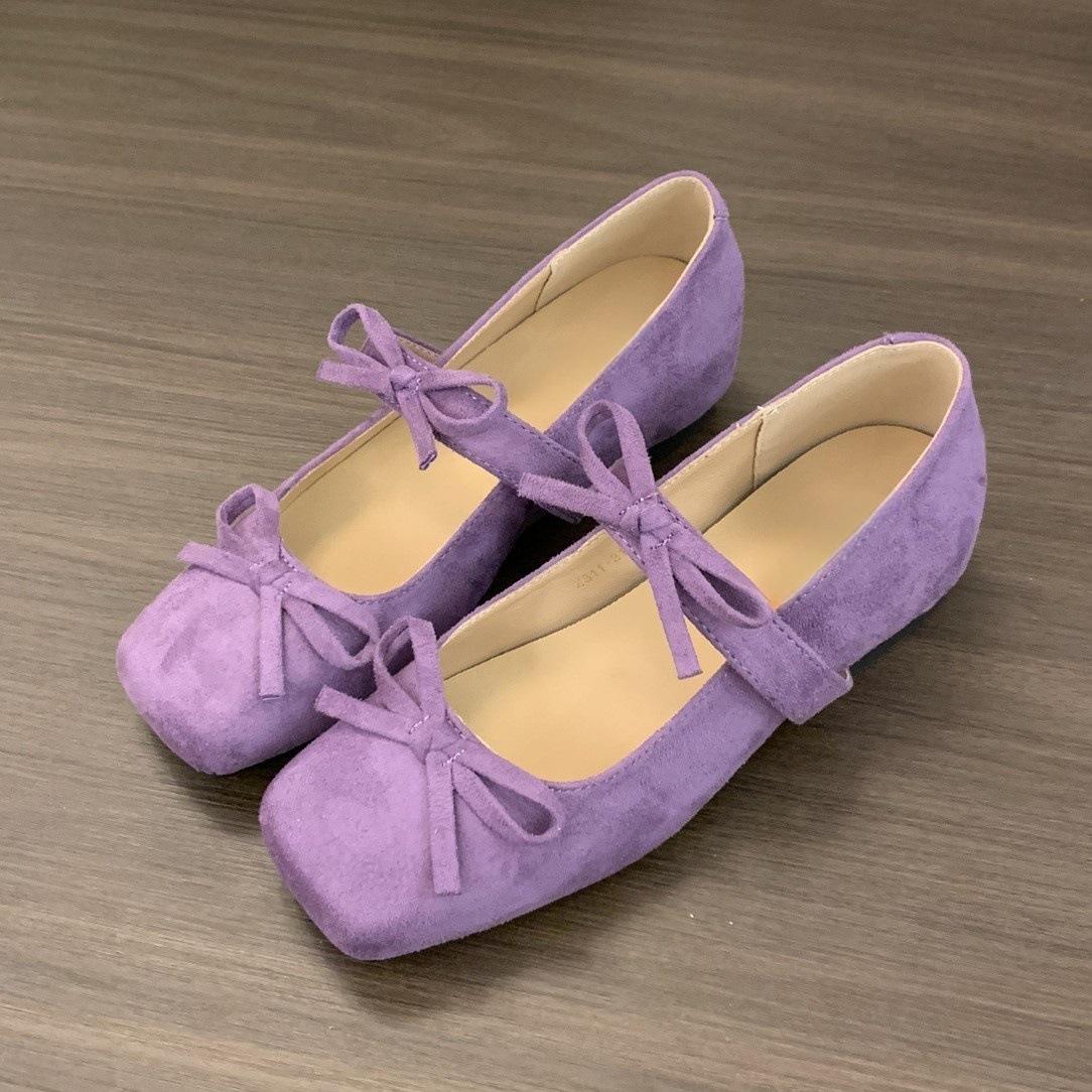

Внутреннее увеличение высоты, ретро квадратный носок, неглубокий вырез, одинарные туфли, женские, весна и осень, новые, замшевые, нежные, фея, на толстой подошве, туфли Мэри Джейн 40 фиолетовый